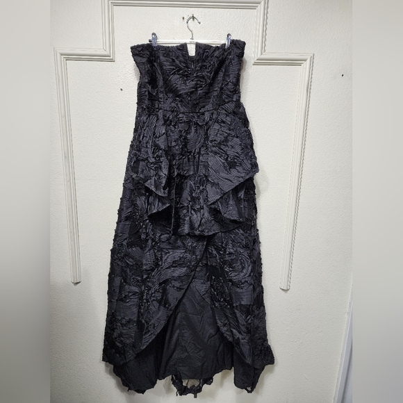 Lulus Majestic Glam Black Strapless Textured High-Low Maxi Dress Wedding Party - Picture 6 of 10